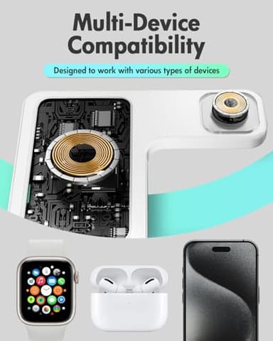 Wireless Charger Charging Station: 3 in 1 Charger Stand Multiple Devices for Apple - iPhone 17 16e 16 15 14 Pro Max 13 12 11 - Watch 10 9 8 7 6 5 4 3 2 SE and Ultra Series - Airpods 4 3 Pro, White - Image 7