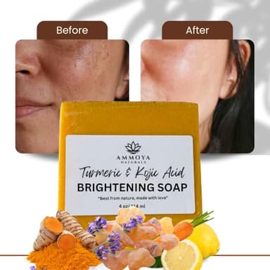 Turmeric Skin Cleansing Soap - Natural Glow Face & Body Cleanser for Acne, Dark Spots & Scars, Gentle for All Skin Types (4.5 oz) 1 bar - Image 2