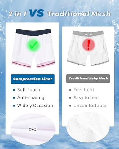 SURF CUZ Mens Swim Trunks with Compression Liner Mens Swimming Trunks 5 Inch Bathing Suit with Zipper Pockets Quick Dry Swim Shorts Cherry Pink Gradient Medium - Image 7