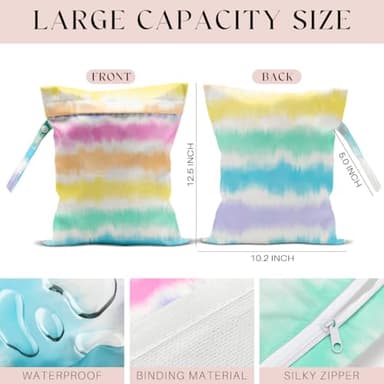 zcyxuuw 2 Pcs Wet Bag, Wet Dry Bag, Wet Bag for Swimsuit, Travel, Beach, Pool, Diapers, Dirty Yoga Gym Clothes, Toiletries, Makeup Bag, Eucalyptus Palm Leaves Print Tropical Plant Birthday Gift. - Image 2