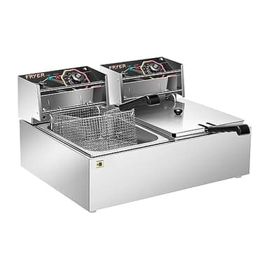 VIVOHOME 110V 20.7 Qt Commercial Electric Deep Fryer with 2 x 6.35 QT Removable Baskets, Overheat Protection - Image 1