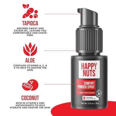 HAPPY NUTS Comfort Powder Spray: Anti Chafing & Mens Deodorant, Aluminum-Free, Sweat and Odor Control for Jock Itch, Groin and Men's Private Parts - Image 4