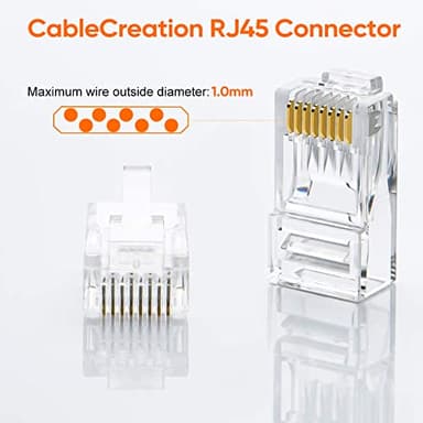 CableCreation Cat6 RJ45 Connectors, 100-PACK Cat6 RJ45 Ends, Ethernet Cable Crimp Connectors UTP Network Plug for Solid Wire and Standard Cable, Transparent - Image 5