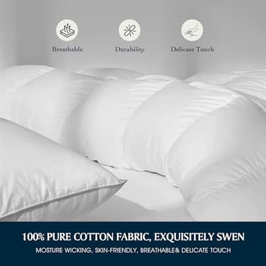 Serta Goose Feather Down Fiber Cotton Comforter Queen Size - 100% Cotton Duvet Insert - Hotel Luxury Hypoallergenic Bedding Comforter Light Warmth 90 x 90 Inch White - Image 5