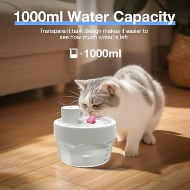Automatic Cat Water Fountain -Battery Operated Cat Water Fountain with Motion Sensor,Wireless Pet Water Fountain for Dog,1L/35oz Ultra-Quiet Water Fountains for Pet Indoor - Image 6