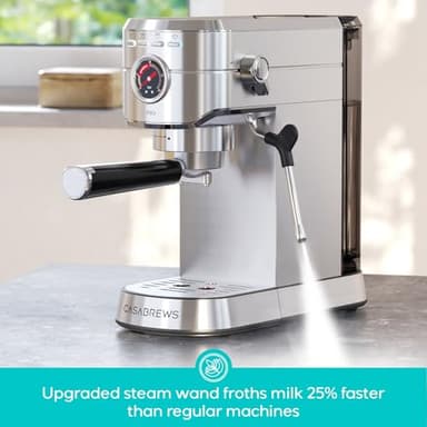 CASABREWS 5418 PRO Espresso Machine 20 Bar, Upgraded Espresso Maker with Powerful Steam Milk Frother, Stainless Steel Coffee Machine with Fast Heating System for Cappuccino, Latte, Silver - Image 4