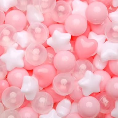 GOGOSO Ball Pit Balls,Plastics Balls for Ball Pit, Stars Hearts Shape for PastelBall for Toddlers Kids, Pink Light Pink White Clear,200pcs - Image 1