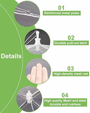 Lauon Large Food Cover,6 Pack Mesh Food Tent,17"x17",White Nylon Covers,Pop-Up Umbrella Screen Tents,Patio Net for Outdoor Camping, Picnics, Parties,BBQ,Collapsible and Reusable - Image 2