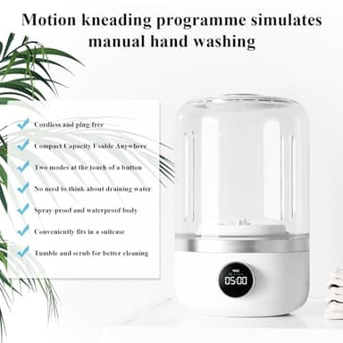 Mesenymm Portable Washing Machine, Rechargeable 4000mAh Cordless Mini Washing Machines, 1L Underwear Washing Machine, Collapsible Compact Washer for Baby Clothes/Underwear/Camping/RV Travel/Apartment - Image 5