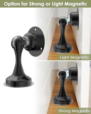 Door Stoppers, Magnetic Door Stop 2 Pack Adhesive Stick & Screws Stainless Steel, Door Stop Holder to Keep Door Open Wall & Floor Mount, Magnetic Door Catch Stoppers for Bottom of Door, Black - Image 7