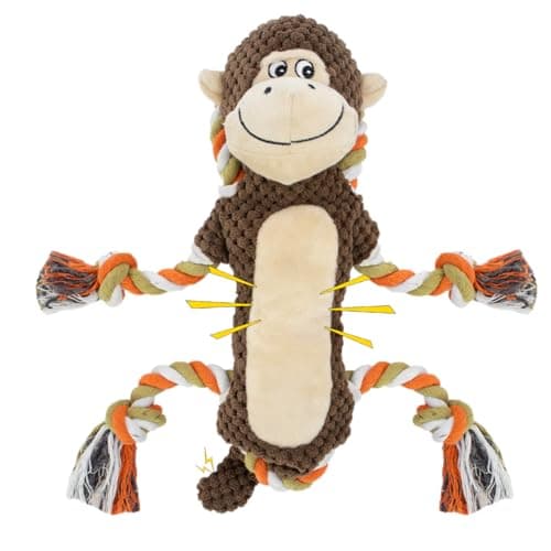 CneeeeeB Squeaky Durable Dog Toy Large Breed, Tug of War Dog Interactive Toy, Stuffed Plush Puppy Toy with Crinkle Paper for Small, Middle, and Big Dogs Monkey,Orangutan Shape - Image 1