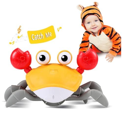 Crawling Crab Baby Toy Gifts: Tummy Time Toys Walking Dancing Cute Essentials Electric Induction Sensory Stuff Moving Babies Crabs with Light Up Music for Toddler Boys Girls Items Interaction Gadgets - Image 1