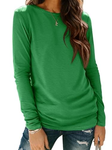 ATHMILE Christmas Womens Long Sleeve T Shirts Crewneck 2025 Fall Trendy Tops Tunic Outfits Fitted Shirts Basic Tee St Patrick's Day Shirts Green - Image 1