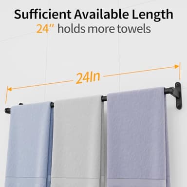 Towel Racks for Bathroom 24 Inch, Towel Bar for Bathroom Wall, Heavy Duty Bathroom Hand Towel Holder Organizer, Single Bath Towel Bar Wall Mounted, Matte Black - Image 3