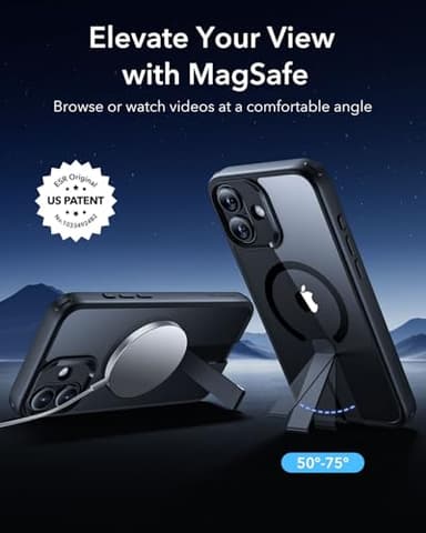 ESR for iPhone 16 Case with Stand, Compatible with MagSafe, Magnetic Kickstand Case for iPhone 16, Military-Grade Protection Shockproof Case, Boost Series, Clear Black - Image 2