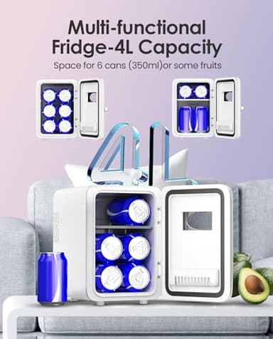 CUTIEWORLD Skincare Fridge - 4L Makeup Fridge for Refrigerating Makeup, Skincare and Food, Mini Fridge for Bedroom, Office and Car, Cooler and Warmer, Beverage Cooler, Pearly White - Image 3