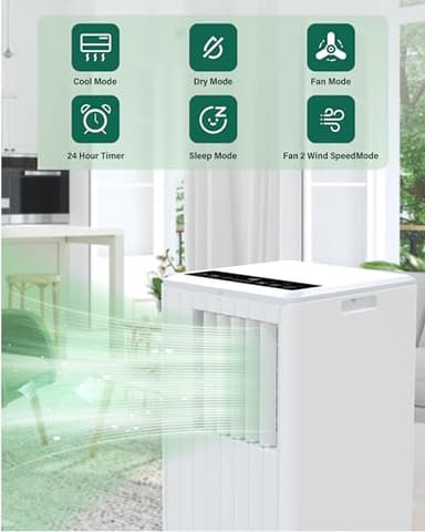 GAOMON Portable Air Conditioners, 8000 BTU Air Conditioner Portable for Room up to 350 Sq. Ft. with Remote Control, White - Image 2