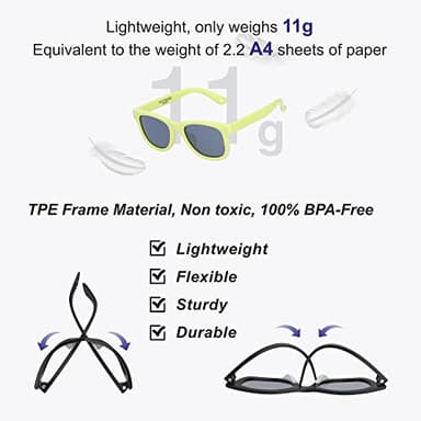 COCOSAND Flexible Polarized Baby Sunglasses with Strap Soft Silicone Nose Pad UV Protection for Infant Toddler Boys Grils Age 0-24 Months - Image 3