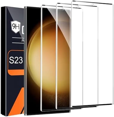 3 Pack HD Clear Tempered Glass Screen Protector for Samsung Galaxy S23 Ultra 5G, Fingerprint Unlock, 3D Curved, Scratch Resistant, Bubble-Free - Image 3