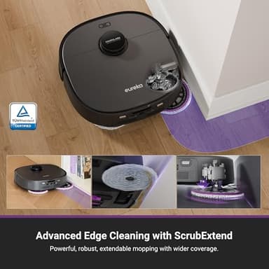 Eureka J15 Ultra Self Emptying Robot Vacuum, 19,000 Pa Suction, Flex-Arm Mop Design, 167℉Hot Water Mop Washing & 131°F Hot Air Drying, AI Obstacle Avoidance, Black - Image 4