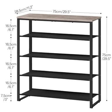 HOOBRO Shoe Rack, 5 Tier Shoe Storage Organizer with 4 Oxford Fabric Shelves and Top Panel, Holds 16-20 Pairs of Shoes, for Entryway and Closet, Industrial, Greige and Black BG50XJ01 - Image 2