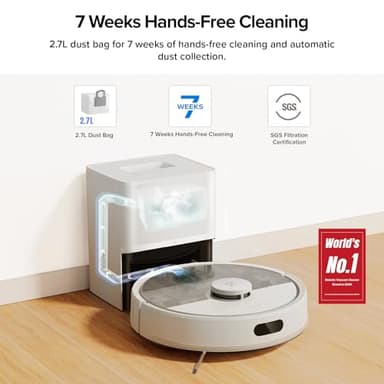 roborock Q7 M5+ Robot Vacuum and Mop, Upgraded from Q5 Max+, 7 Weeks Self-Emptying, 10000Pa Suction, Dual Anti-Tangle System, for Pet Hair & Carpet, PreciSense LiDAR Navigation, App Control, White - Image 2