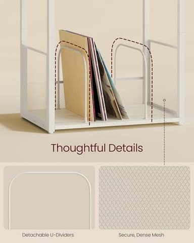 VASAGLE Record Player Stand, 3-Tier Side Table, Vinyl Record Storage up to 100 Albums, End Table for Living Room, Bedroom, Rustic White ULET275W01 - Image 5