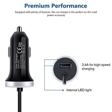 USB C Car Charger, 3.4A Fast Charging Car Adapter+3ft Type C Cable for Samsung Galaxy S25 S24 S23 S22 S21 S20 S10 Note 20 A10E A20 A50 A51 A71,LG Stylo 6/5/4 G7 V60 ThinQ Moto G8 G7 Google Pixel 4 3a - Image 2