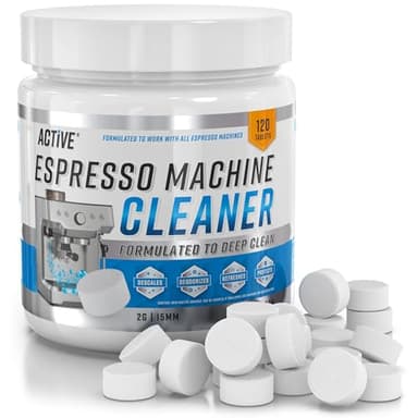 ACTIVE Espresso Machine Cleaning Tablets Descaling - 120 Tabs | Compatible with Breville Barista Express, Gaggia, Delonghi, Jura, Philips | Expresso Maker Backflush Oil Remover Solution Clean Tablet - Image 1