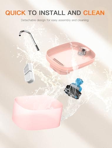 Cat Water Fountain, 84OZ/2.5L Cat Fountain, Super Silent Pet Water Fountain, Activated Carbon Filter, Translucent Pet Water Dispenser Suitable for Multiple Pets Family (Pink) - Image 6