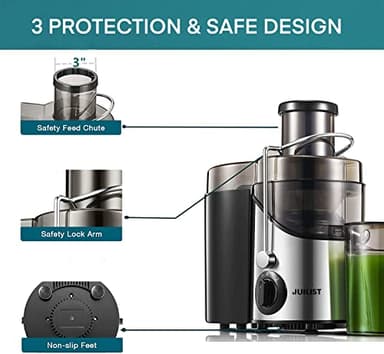 Juicer Machines, Juilist 3" Wide Mouth Juicer Extractor Max Power 800W, for Vegetable and Fruit with 3-Speed Setting, 400W Motor, Easy to Clean - Image 5