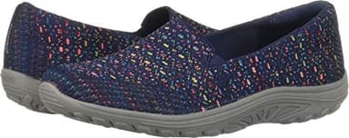 Skechers womens Reggae Fest - Wicker Engineered Knit Twin Gore Slip on (Willows) Loafer Flat, Navy, 8 US - Image 1