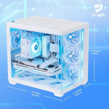 MLOONG Frozen Phantasm Gaming PC,AMD Ryzen 5 5500 4.2 GHz,GeForce RTX 4060 8GB Desktop Computer,1TB NVMe SSD,16GB DDR4 3200MHz, Air Cooled Prebuilt,600W PSU,Windows 11 Home & AI powered Gamer PC.White - Image 2