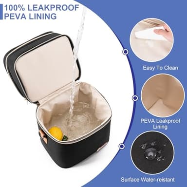 BABEYER Breastmilk Cooler Bag with Ice Pack Fits 6 Baby Bottles Up to 9 Ounce, Double Deck Leak-Proof Baby Bottles Bag with Shoulder Strap for Nursing & Working Mom, Black - Image 3