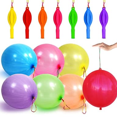 LEEZZIZZ 30Pcs Punch Balloons, Thickened Neon Punching Balloon Heavy Duty Party Favors for Kids with Rubber Band Handle, Bouncy Balls for Birthday Weddings Goodie Bag Stuffer Supply - Image 1