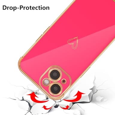 ZTOFERA Designed for iPhone 15 Plus Case 6.7 inch,Cute Plating Edge Love Hearts Pattern with Camera Lens Protection Phone Cover for Girls Women,Hot Pink - Image 4