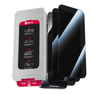 X-it 3-Pack Privacy Screen Protector for iPhone 16 Pro (6.3"), 9H+ Tempered Glass, Auto-Dust Removal, Military Grade Protection, Bubble-Free, Full Coverage, Case Friendly - Image 1