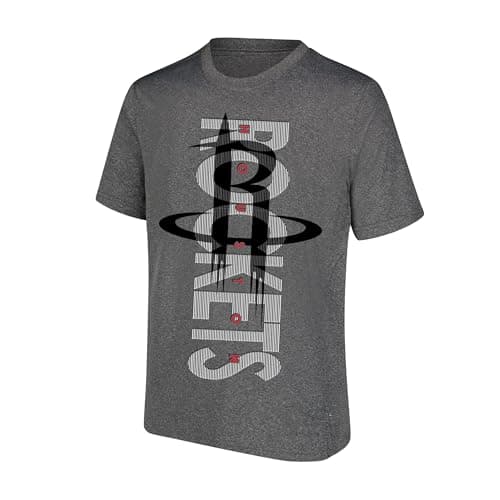Ultra Game NBA Official Men’s Upright Logo Short Sleeve T- Shirt - Unisex, Houston Rockets, Heather Charcoal, Medium - Image 1