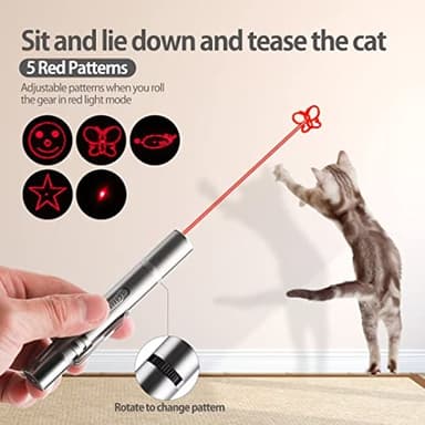 Zugesify Laser Pointer Cat Toy, Interactive Toy with Red Dot LED Light Pointer, Long Range 3 Modes Projection Playpen for Kitten Interaction,USB Recharge Pointer (1 pcs) - Image 3