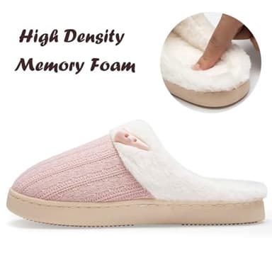 NineCiFun Women's Slip on Fuzzy Slippers Memory Foam House Slippers Outdoor Indoor Warm Plush Bedroom Shoes Scuff with Faux Fur Lining size 7 8 pink - Image 4