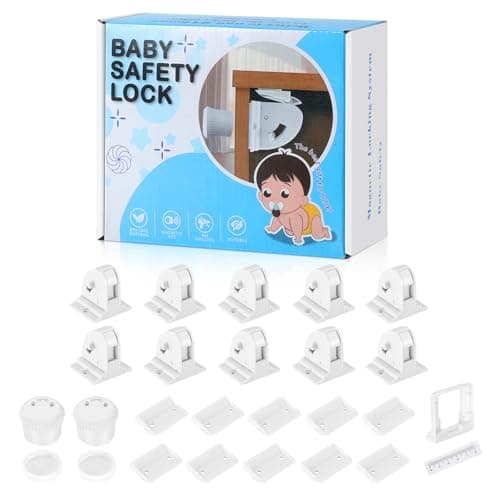 10 Pack Magnetic Cabinet Locks for Child Safety, Drawer Locks Baby Proofing, Magnetic Door Safety Locks for Cabinets and Drawers, Easy Installation No Tools Required (10 Pack and 2 Keys)