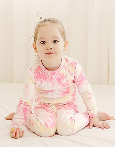 VAENAIT BABY Kids Junior 100% Cotton Sleepwear Pajamas 2pcs Set Tiedye-Pinkyellow-254 S - Image 2