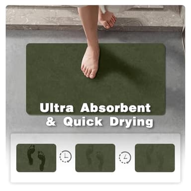 TYUU Bathroom Mat Quick Dry, Bathroom Rugs Non Slip Washable Thin Absorbent Bath Mat Fits Under Door Bathroom Floor Mat Perfect for Bath, Shower, or Sink 16"x24" Sage Green - Image 2