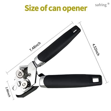 Safring Can Opener Manual, Handheld Strong Heavy Duty Stainless Steel Can Opener, Comfortable Handle, Sharp Blade Smooth Edge, Can Openers with Multifunctional Bottle Opener - Image 2