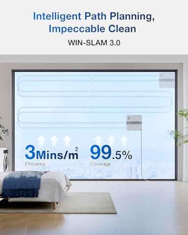 ECOVACS WINBOT Mini Window Cleaning Robot - Compact Design, Dual Nozzles with Ultrasonic Spray, 9-Stage Protection System, Intelligent Path Planning, 3 Cleaning Modes, Anti-Slipping System - Image 7