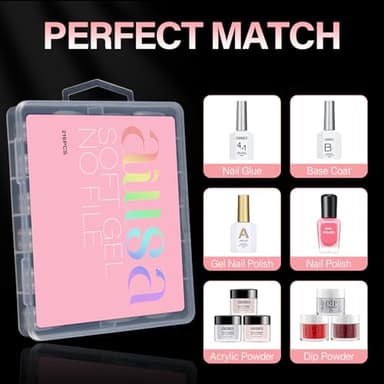 AILLSA Long Almond Nail Tips Full Cover Clear Gelly Nails Tips Half Matte Acrylic Tips Pre-Filed Fake Press on Nail Tips for Extension Home DIY Salon Manicure 216PCS 12 Sizes - Image 7