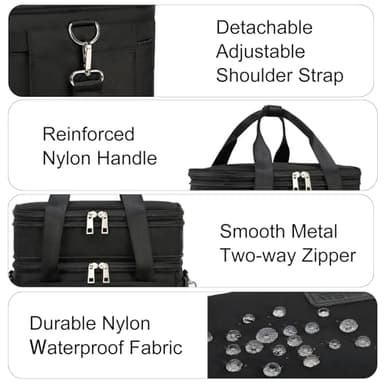 MAPLELILY Lunch Box for Men Women - Double Deck Insulated Lunch Bag, Large Leak Proof Tote Cooler, Wide Open Dual Compartment Lunch Bags with Shoulder Strap, For Work Picnic Hiking Beach, Black - Image 7