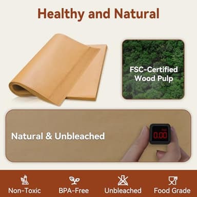 200 Pcs Parchment Paper Sheets, 12 x 16 Inch, Precut Non-Stick Parchment Sheets for Baking, Cooking, Grilling, Air Fryer and Steaming - Unbleached, Fit for Half Sheet Pans - Image 3
