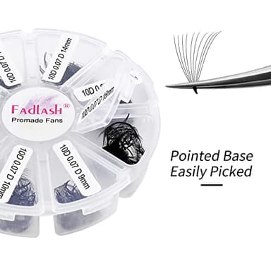 FADLASH 1000 Fans 10D Premade Volume Eyelash Extensions Mixed Tray Premade Fans Eyelash Extensions D Curl Premade Lash Fans Pointed Handmade Promade Loose Fans Thin Base (10D-0.07D,9-16mm) - Image 3