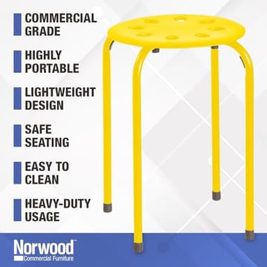 Norwood Commercial Furniture Stacking Stools for Kids and Adults, 17.75" Standard Height Portable Nesting Office and Classroom Stools, Assorted Color, Pack of 5 - Image 5